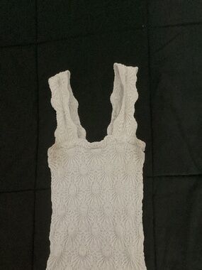 White TRENDY Summer Textured White Tank Top